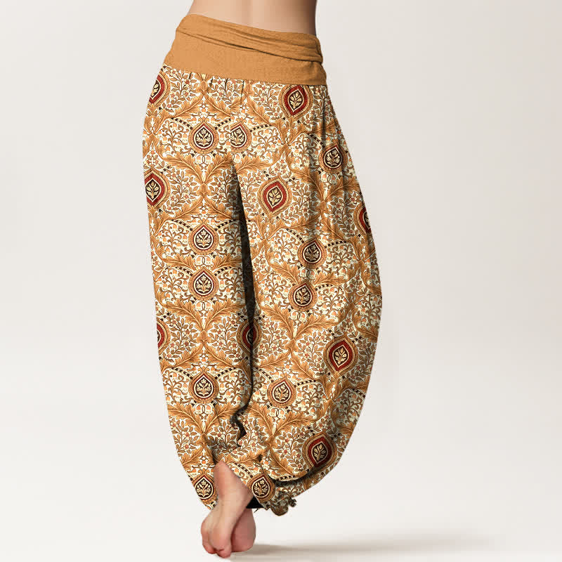 Nimara Ritual Pure Cotton Paisley Diamond Pattern Women's Elastic Waist Harem Pants