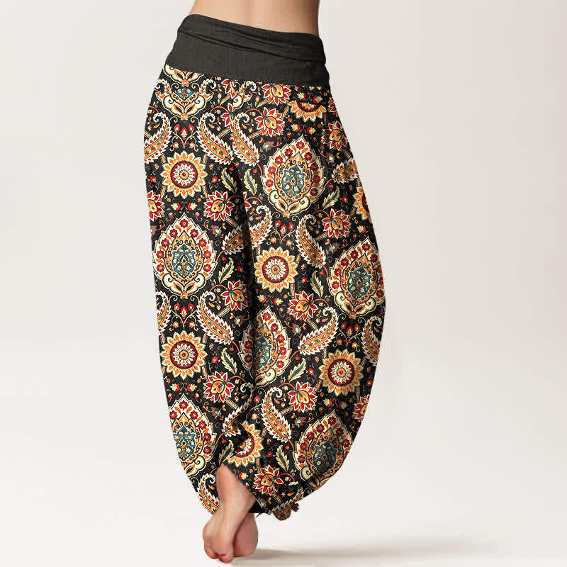 Nimara Ritual Cotton Bohemian Mandala Paisley Pattern Women's Elastic Waist Harem Pants