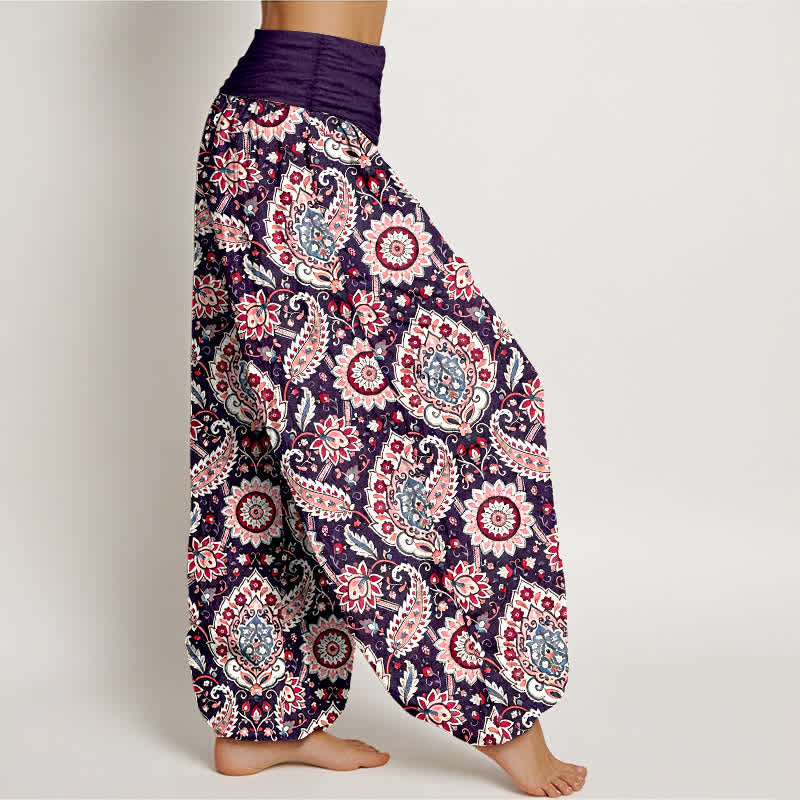 Nimara Ritual Cotton Bohemian Mandala Paisley Pattern Women's Elastic Waist Harem Pants
