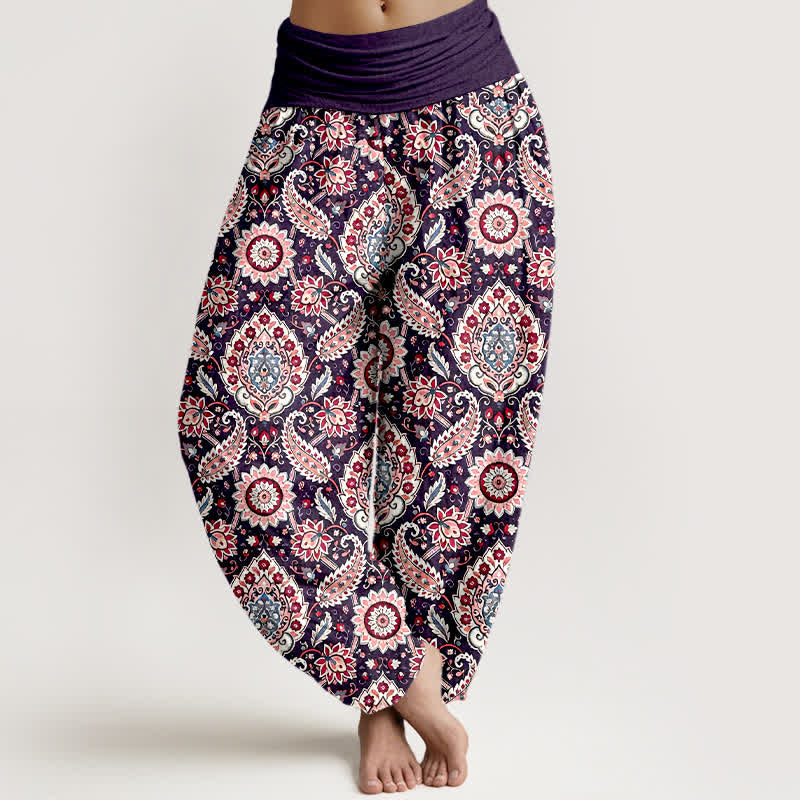 Nimara Ritual Cotton Bohemian Mandala Paisley Pattern Women's Elastic Waist Harem Pants