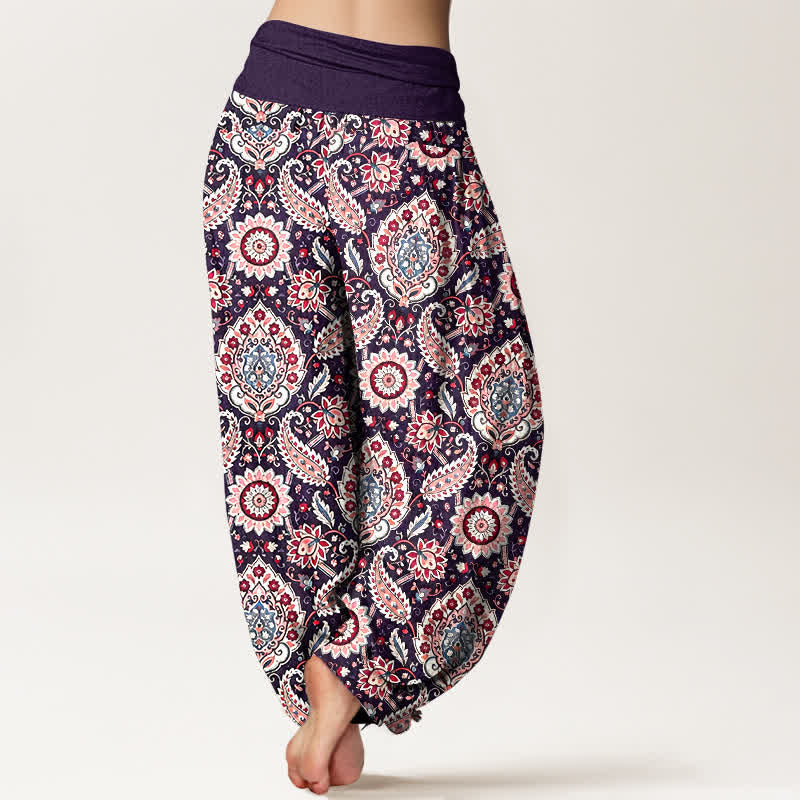 Nimara Ritual Cotton Bohemian Mandala Paisley Pattern Women's Elastic Waist Harem Pants