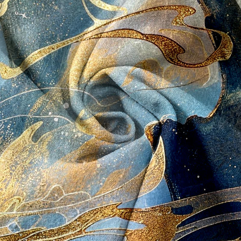 Nimara Ritual Pure Cotton Fairy Golden Moon Cloud Landscape Pattern Women's Elastic Waist Pants With Pockets