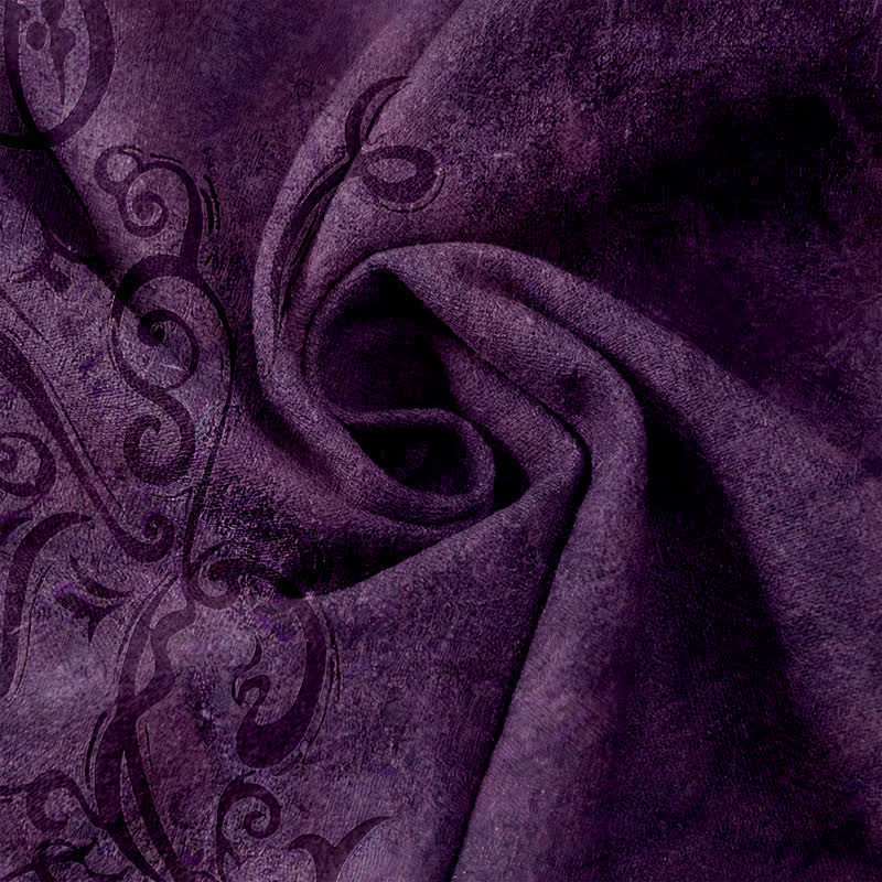 Nimara Ritual Cotton Velvet Vine Scroll Pattern Women's Elastic Waist Pants With Pockets