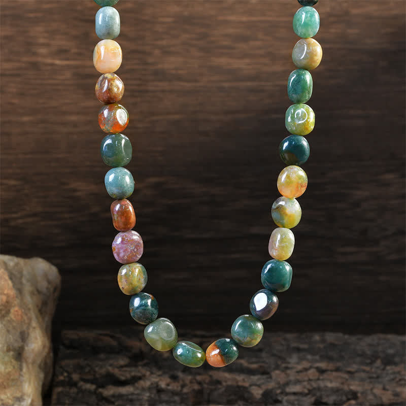 Nimara Ritual Natural Indian Agate Irregular Shapes Crystal Bead Positive Necklace