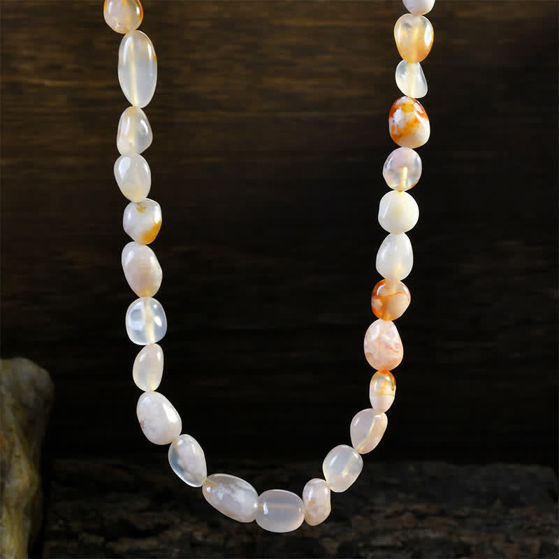 Nimara Ritual Natural Indian Agate Irregular Shapes Crystal Bead Positive Necklace