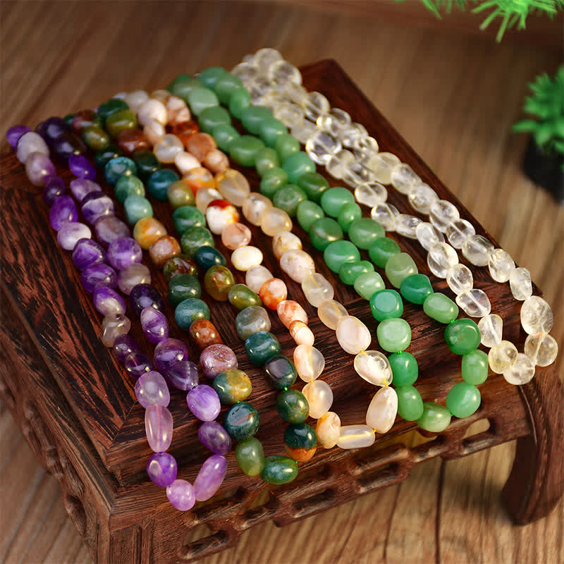 Nimara Ritual Natural Indian Agate Irregular Shapes Crystal Bead Positive Necklace