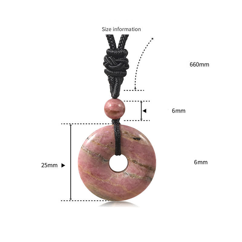 Nimara Ritual Natural Rhodonite Gray Agate Peace Buckle Fortune Necklace
