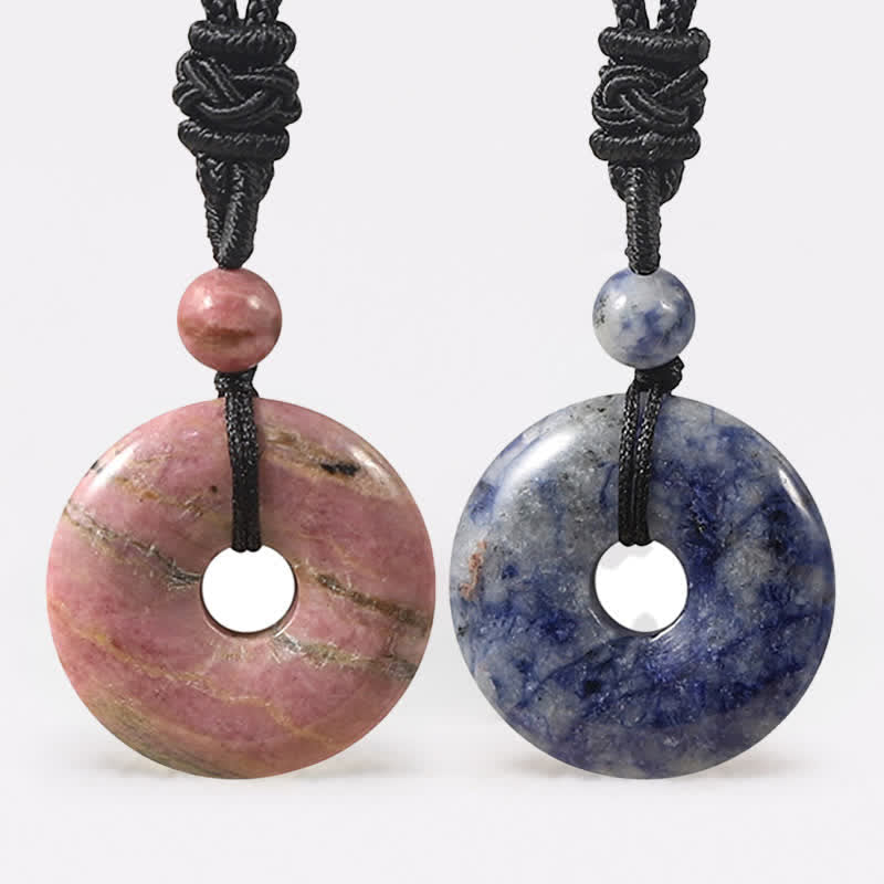 Nimara Ritual Natural Rhodonite Gray Agate Peace Buckle Fortune Necklace