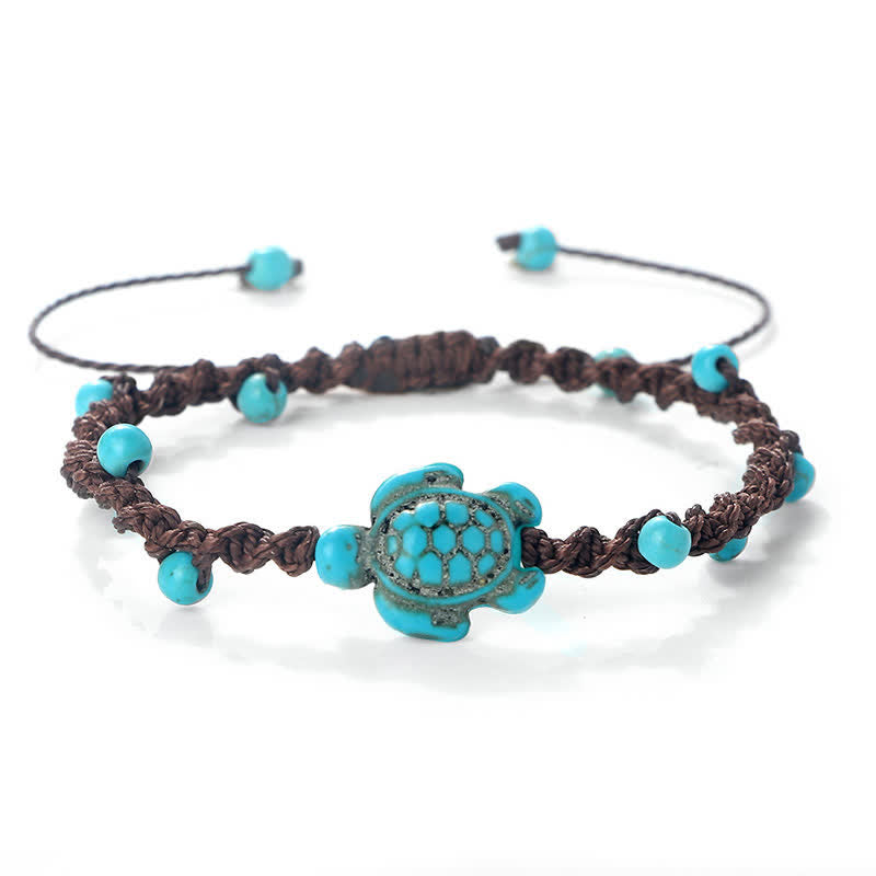 Nimara Ritual Turquoise Turtle Design Braided Rope Protection Bracelet