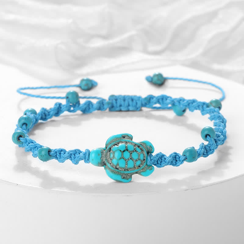Nimara Ritual Turquoise Turtle Design Braided Rope Protection Bracelet
