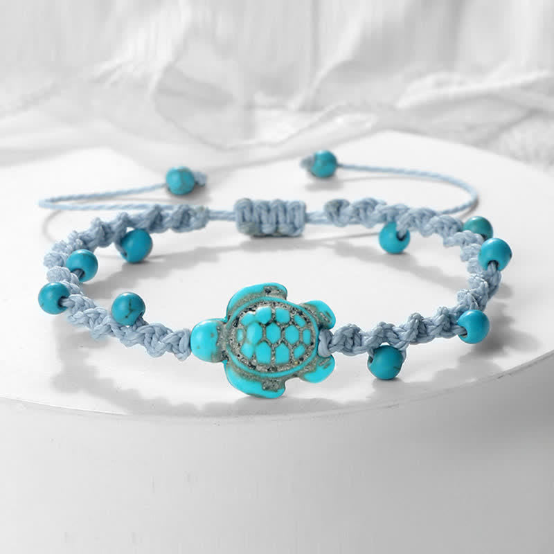 Nimara Ritual Turquoise Turtle Design Braided Rope Protection Bracelet