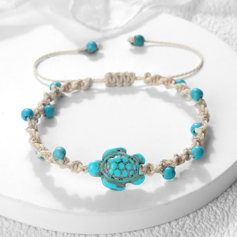 Nimara Ritual Turquoise Turtle Design Braided Rope Protection Bracelet