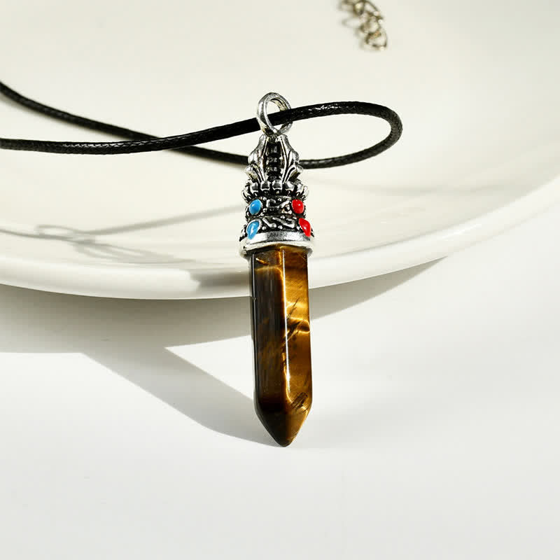 Nimara Ritual Natural Turquoise Tiger Eye Wisdom Rope Necklace