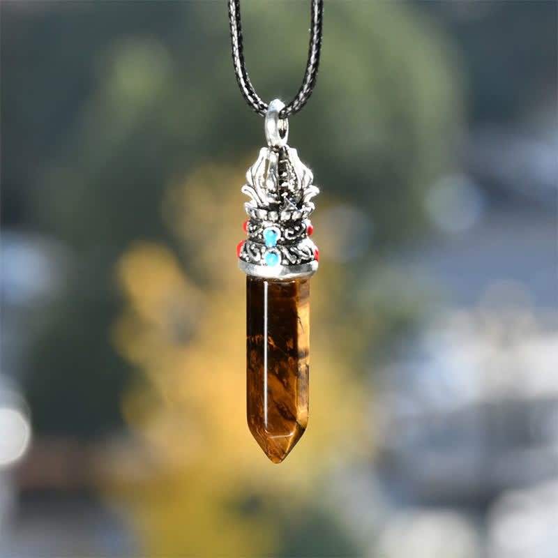 Nimara Ritual Natural Turquoise Tiger Eye Wisdom Rope Necklace