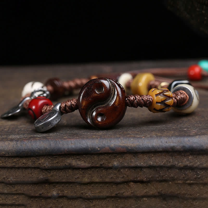 Nimara Ritual Bone Yin Yang Braided Rope Balance Bracelet