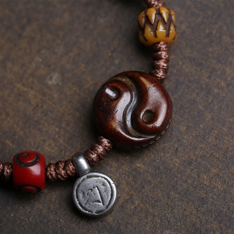 Nimara Ritual Bone Yin Yang Braided Rope Balance Bracelet