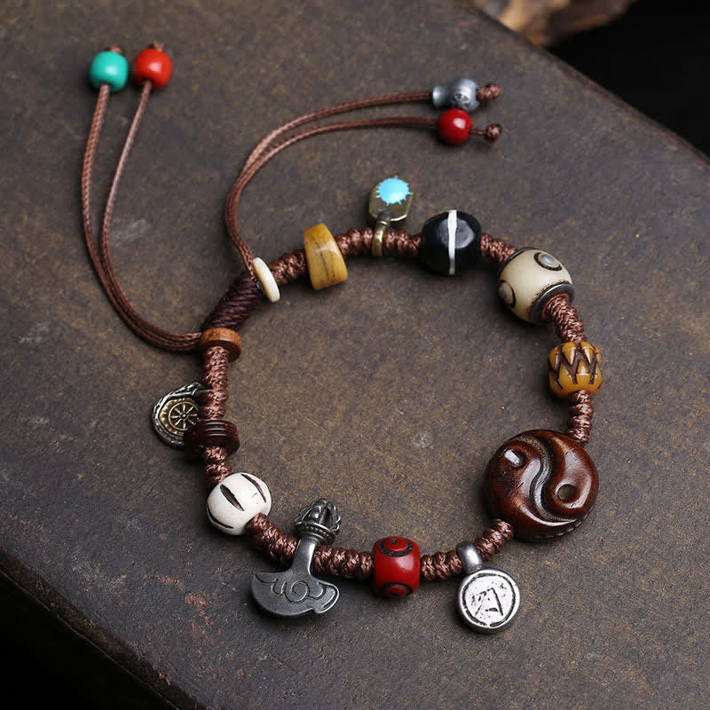 Nimara Ritual Bone Yin Yang Braided Rope Balance Bracelet