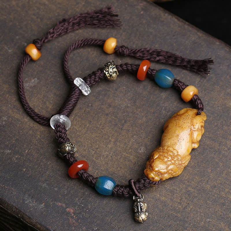 Nimara Ritual Bone PiXiu Braided Rope Luck Bracelet