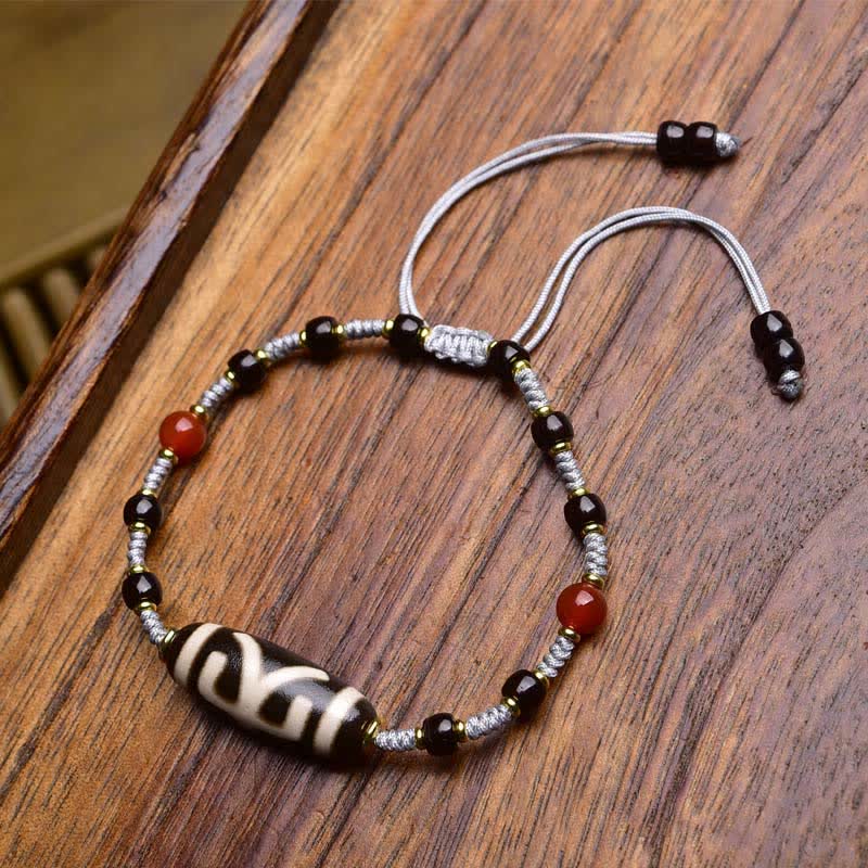 Nimara Ritual Dzi Beads South Red Agate Braided Rope Protection Bracelet