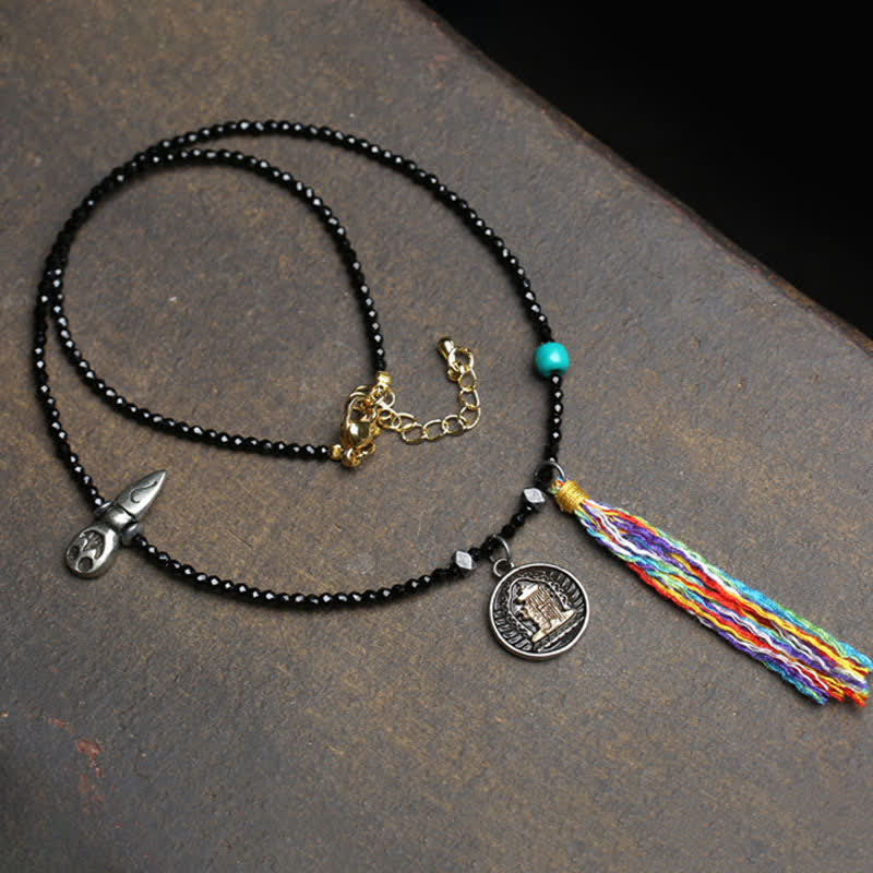 Nimara Ritual Black Spinel Turquoise Beads Strength Necklace