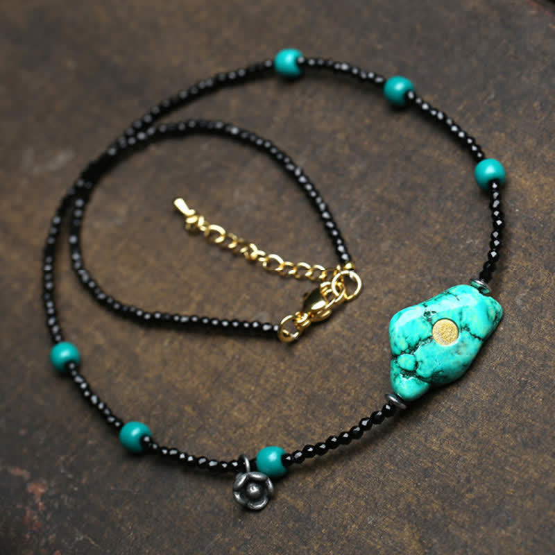 Nimara Ritual Black Spinel Turquoise Beads Strength Necklace