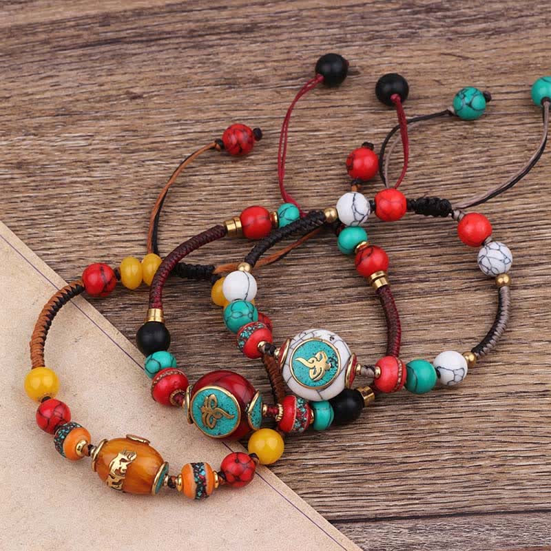 Nimara Ritual Turquoise Amber Tibet Braided Rope Love Bracelet
