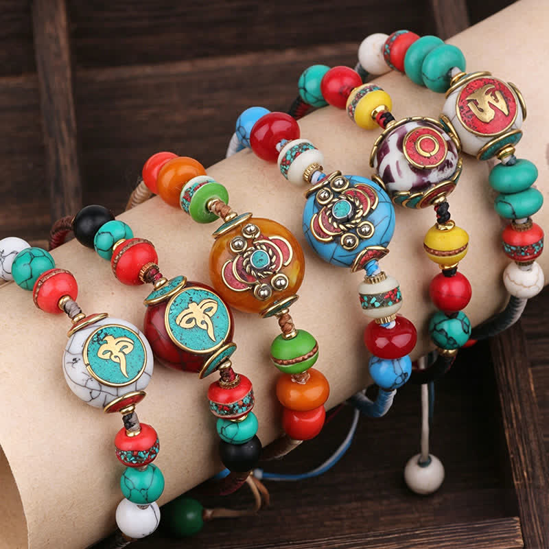 Nimara Ritual Turquoise Amber Tibet Braided Rope Love Bracelet