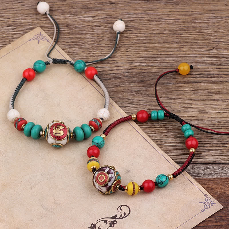 Nimara Ritual Turquoise Amber Tibet Braided Rope Love Bracelet