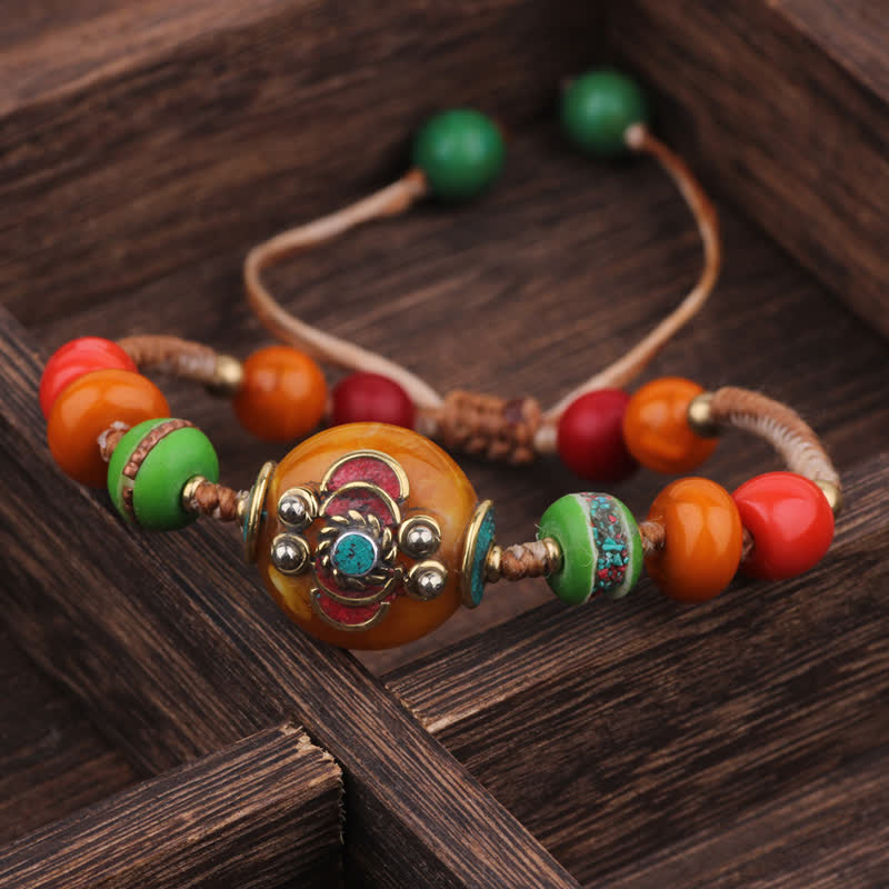 Nimara Ritual Turquoise Amber Tibet Braided Rope Love Bracelet