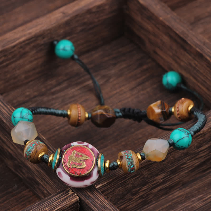 Nimara Ritual Turquoise Amber Tibet Braided Rope Love Bracelet