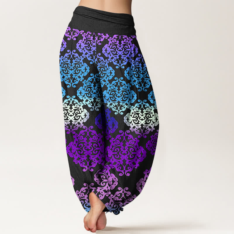 Nimara Ritual Pure Cotton Baroque Gradient Floral Pattern Women's Elastic Waist Harem Pants
