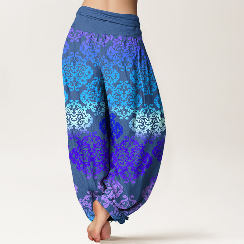 Nimara Ritual Pure Cotton Baroque Gradient Floral Pattern Women's Elastic Waist Harem Pants