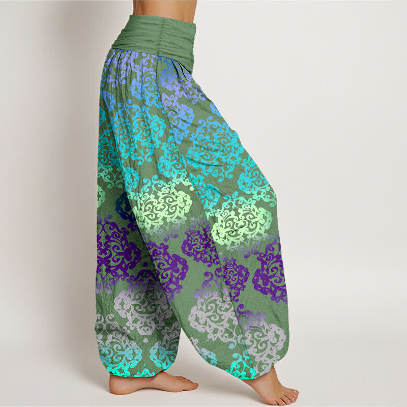 Nimara Ritual Pure Cotton Baroque Gradient Floral Pattern Women's Elastic Waist Harem Pants