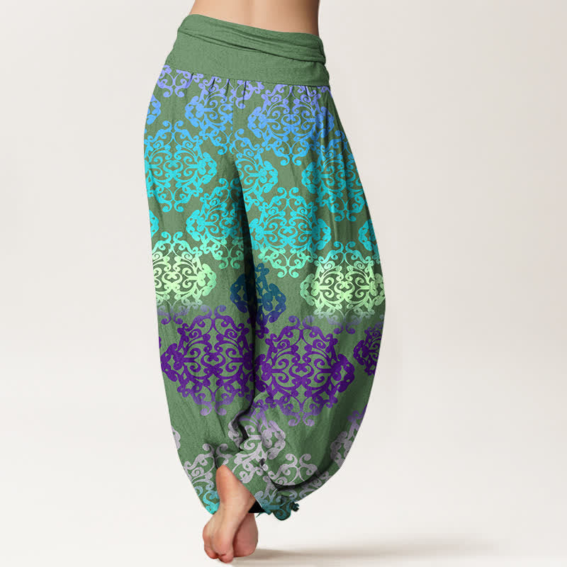 Nimara Ritual Pure Cotton Baroque Gradient Floral Pattern Women's Elastic Waist Harem Pants