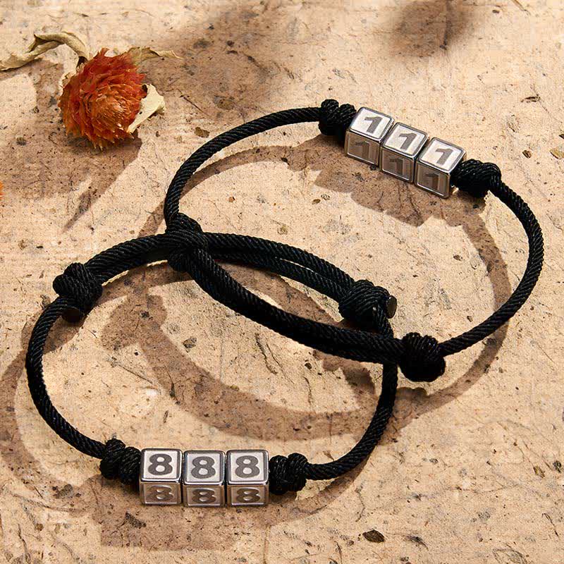 Nimara Ritual Titanium Steel 000-999 Angel Numbers Adjustable Black String Faith Bracelet