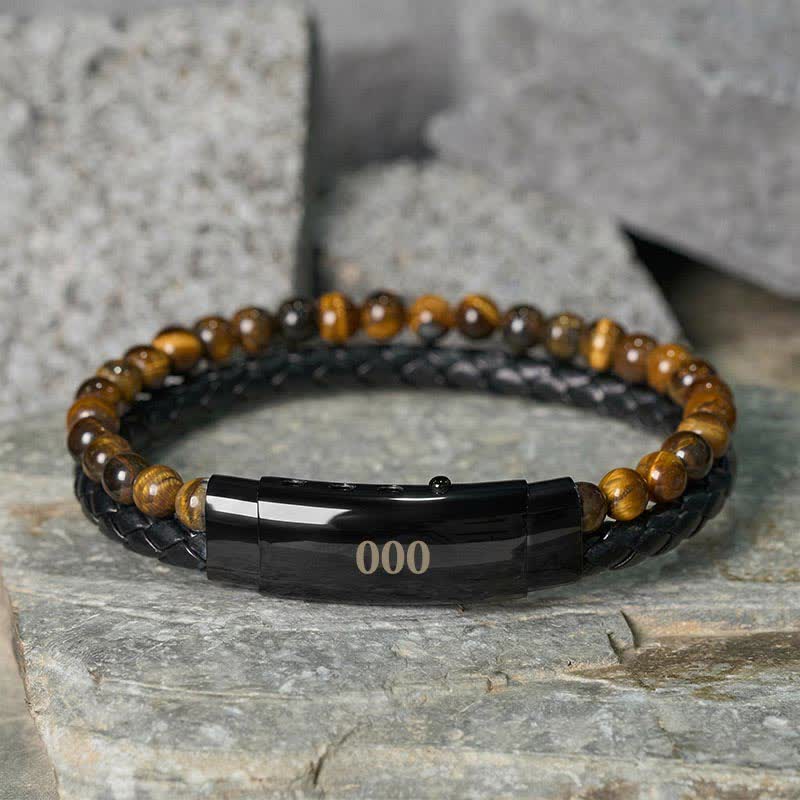 Nimara Ritual Tiger Eye Angel Numbers Double Wrap Leather Faith Bracelet
