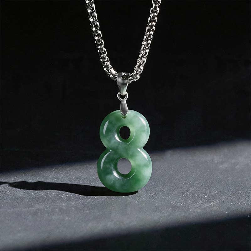 Nimara Ritual Natural 0-9 Angel Numbers Jade Titanium Steel Chain Prosperity Necklace Pendant