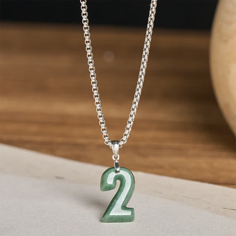 Nimara Ritual Natural 0-9 Angel Numbers Jade Titanium Steel Chain Prosperity Necklace Pendant