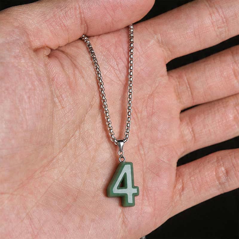 Nimara Ritual Natural 0-9 Angel Numbers Jade Titanium Steel Chain Prosperity Necklace Pendant