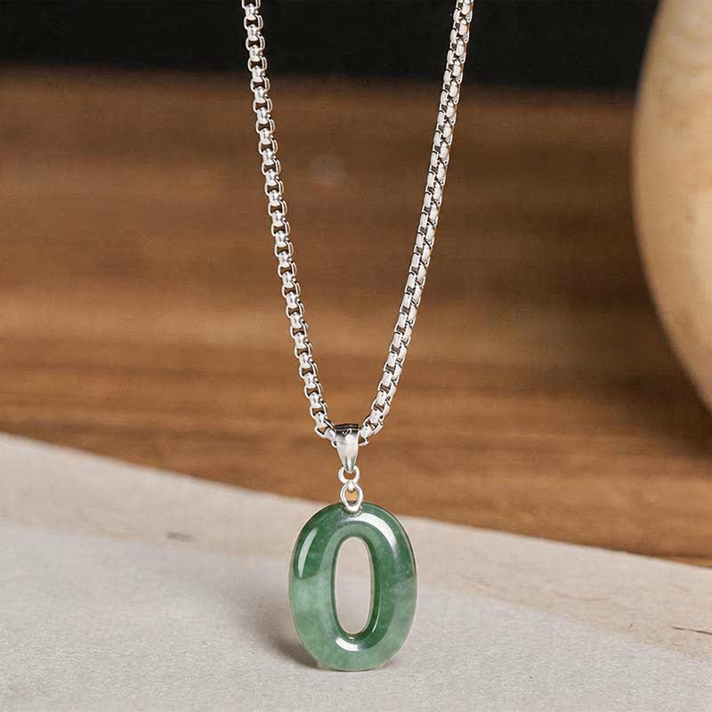 Nimara Ritual Natural 0-9 Angel Numbers Jade Titanium Steel Chain Prosperity Necklace Pendant
