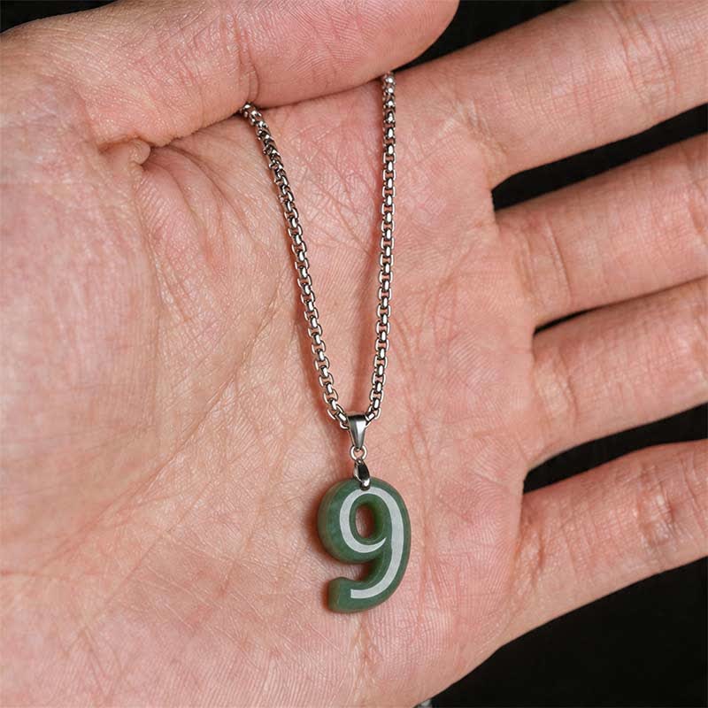 Nimara Ritual Natural 0-9 Angel Numbers Jade Titanium Steel Chain Prosperity Necklace Pendant