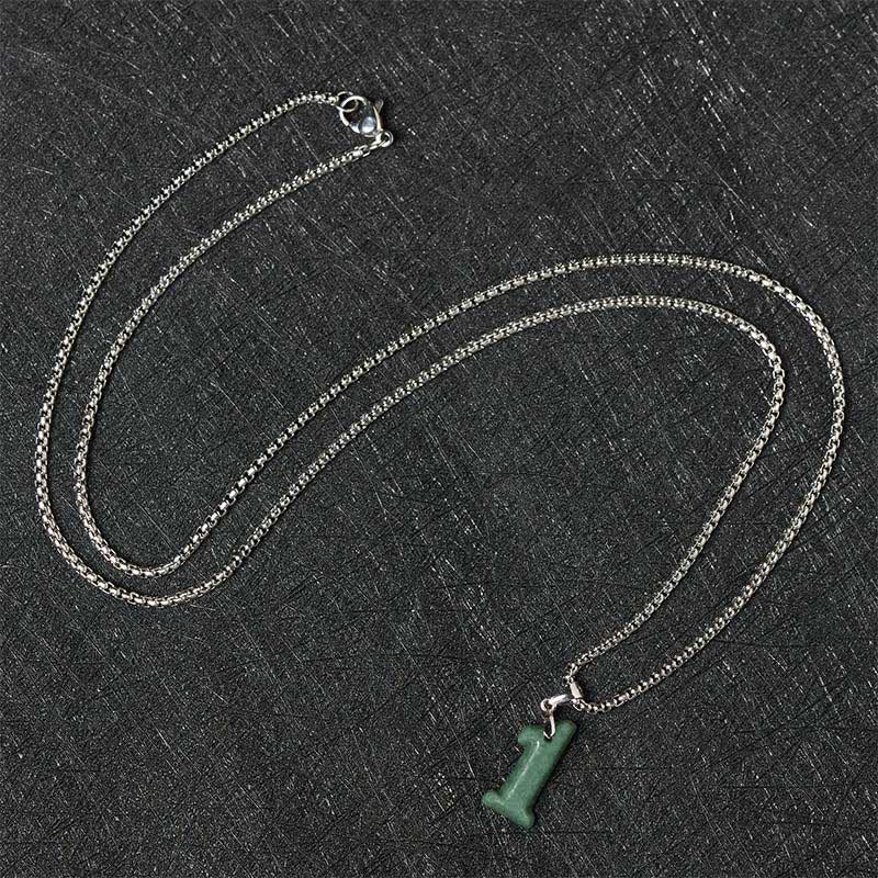 Nimara Ritual Natural 0-9 Angel Numbers Jade Titanium Steel Chain Prosperity Necklace Pendant
