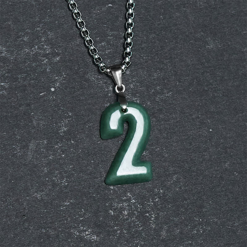 Nimara Ritual Natural 0-9 Angel Numbers Jade Titanium Steel Chain Prosperity Necklace Pendant