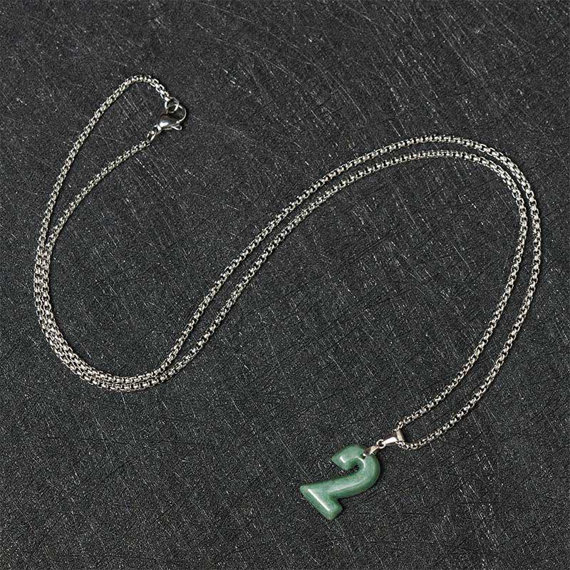 Nimara Ritual Natural 0-9 Angel Numbers Jade Titanium Steel Chain Prosperity Necklace Pendant