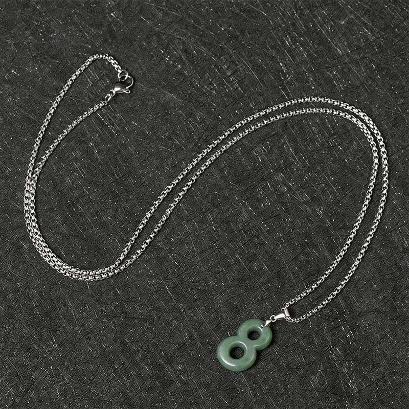 Nimara Ritual Natural 0-9 Angel Numbers Jade Titanium Steel Chain Prosperity Necklace Pendant