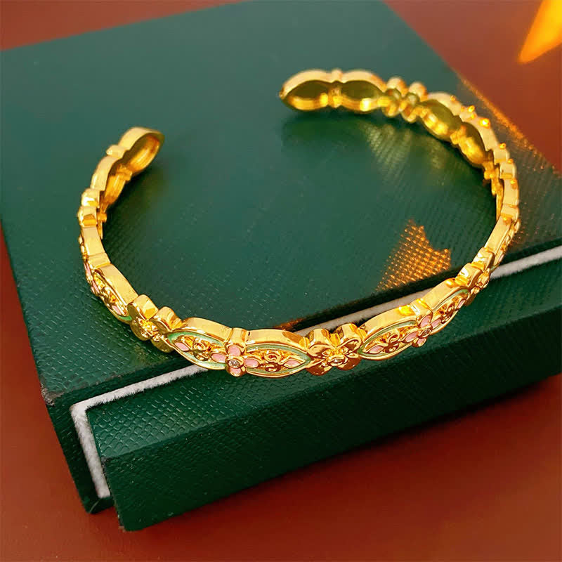 Nimara Ritual Copper Enamel Floral Balance Cuff Bracelet