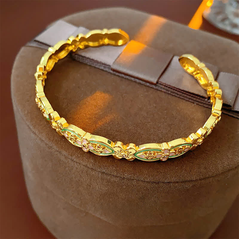 Nimara Ritual Copper Enamel Floral Balance Cuff Bracelet