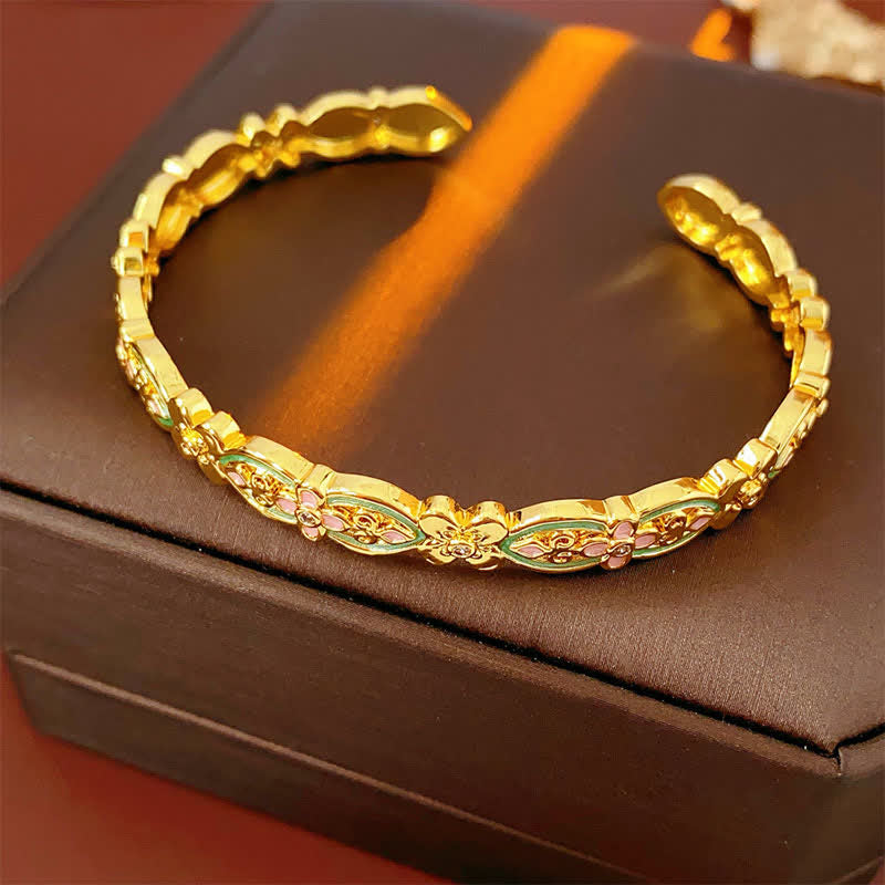 Nimara Ritual Copper Enamel Floral Balance Cuff Bracelet
