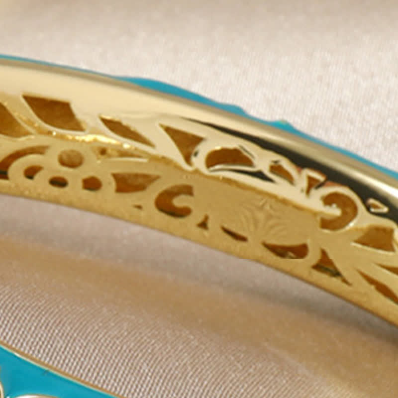 Nimara Ritual Copper Lotus CloisonnA Enamel Enlightenment Bangle Bracelet