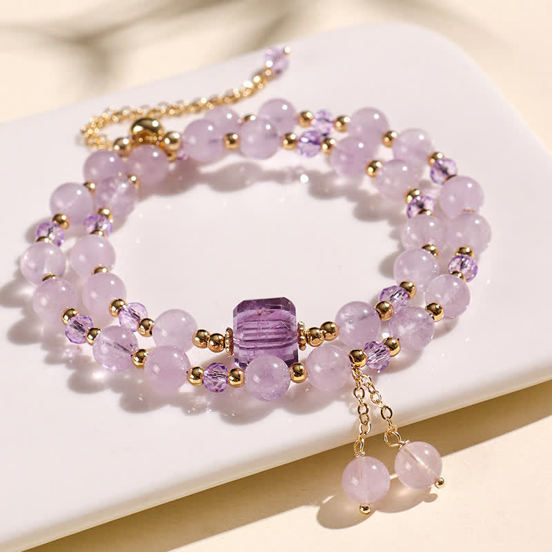 Nimara Ritual Natural Strawberry Quartz Double Wrap Crystal Healing Bracelet